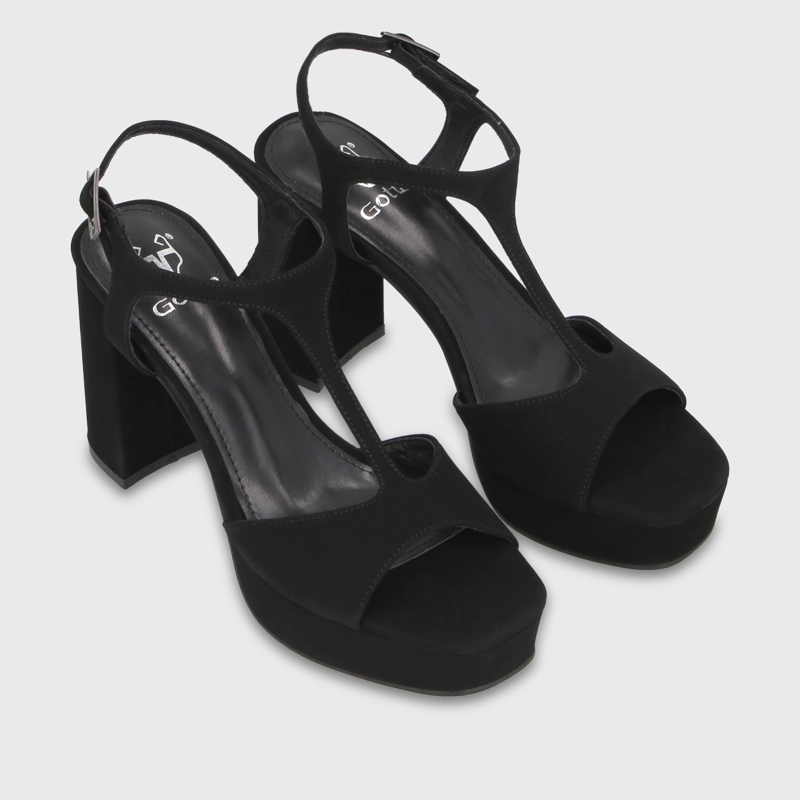 SANDALIA TACO NEGRA MUJER 65910 - 3
