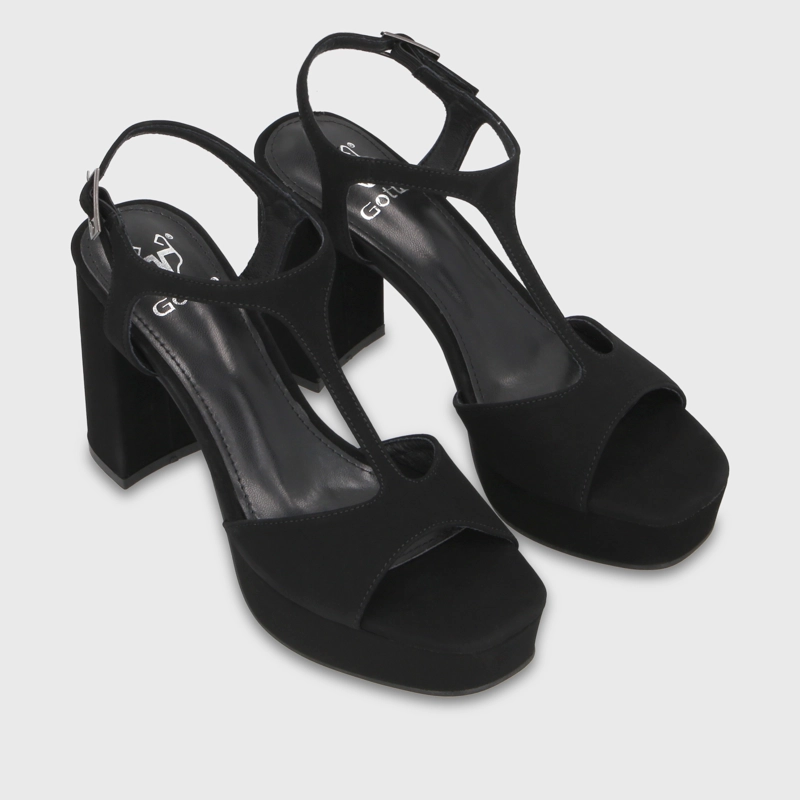 SANDALIA TACO NEGRA MUJER 65910 - 3