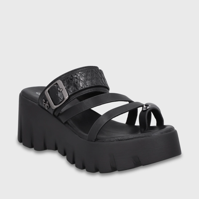 SANDALIA PLATAFORMA NEGRA MUJER 65941 - 2