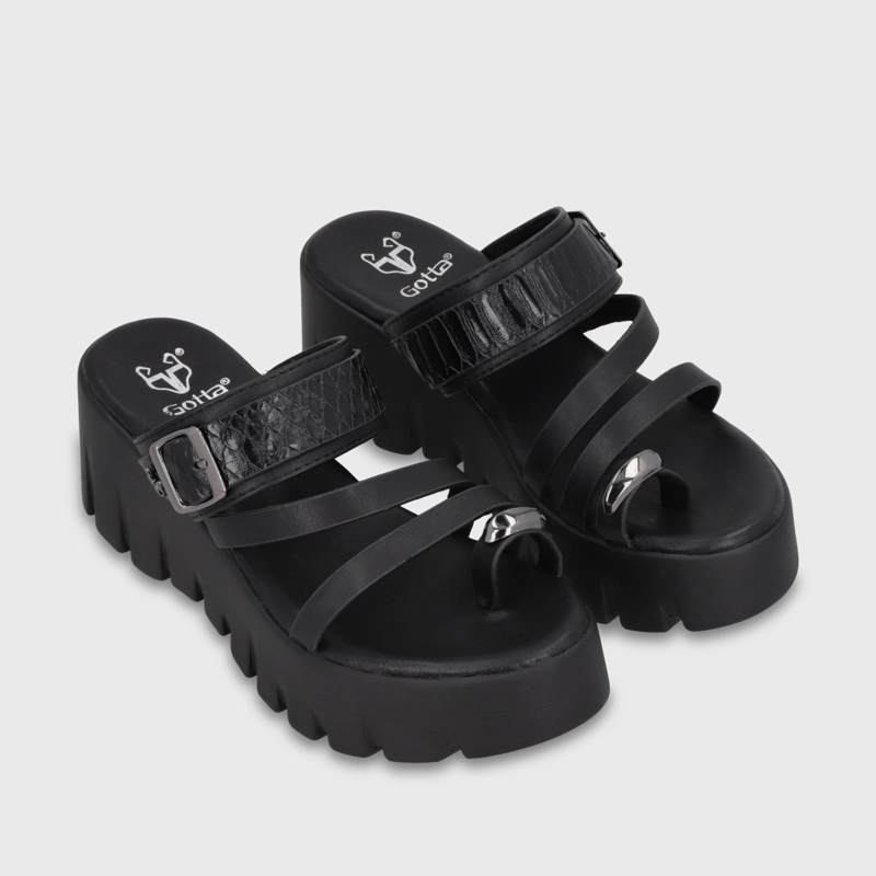 SANDALIA PLATAFORMA NEGRA MUJER 65941 - 3