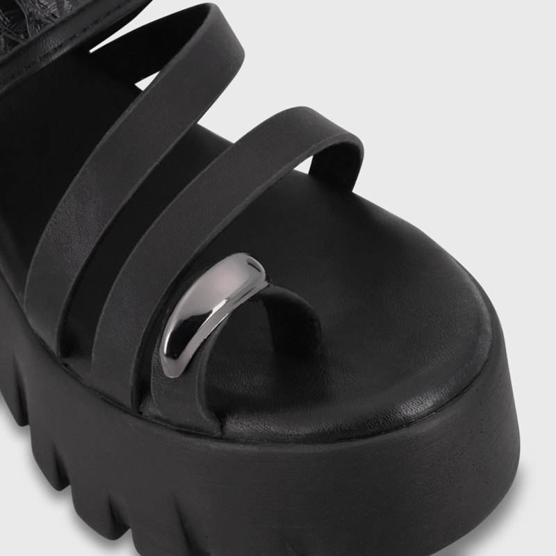 SANDALIA PLATAFORMA NEGRA MUJER 65941 - 6
