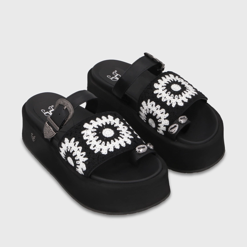 SANDALIA PLATAFORMA NEGRA MUJER 55942 - 3