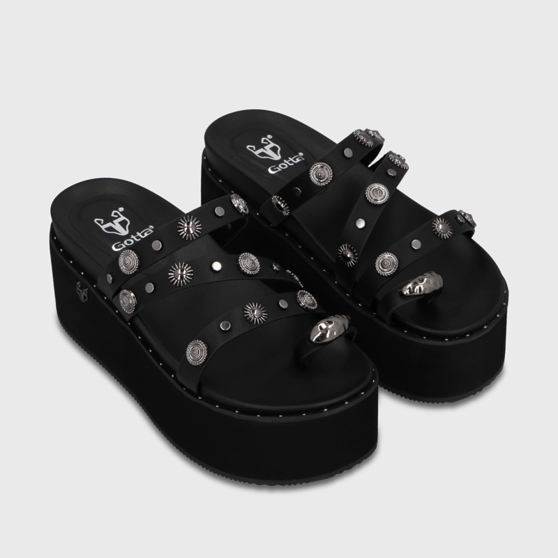 SANDALIA PLATAFORMA NEGRA MUJER 1566G - 3