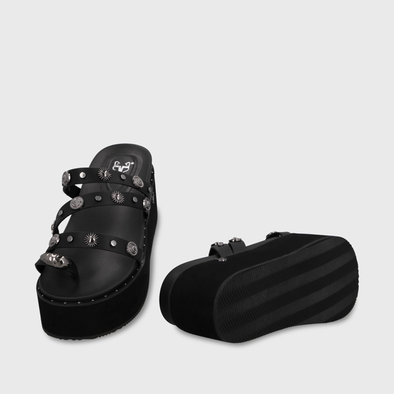 SANDALIA PLATAFORMA NEGRA MUJER 1566G - 7