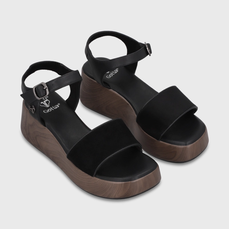 SANDALIA PLATAFORMA NEGRA MUJER 65820 - 3