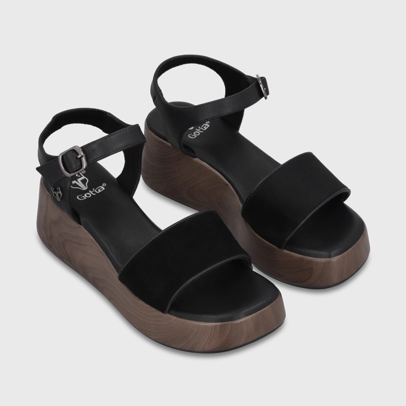 SANDALIA PLATAFORMA NEGRA MUJER 65820 - 3