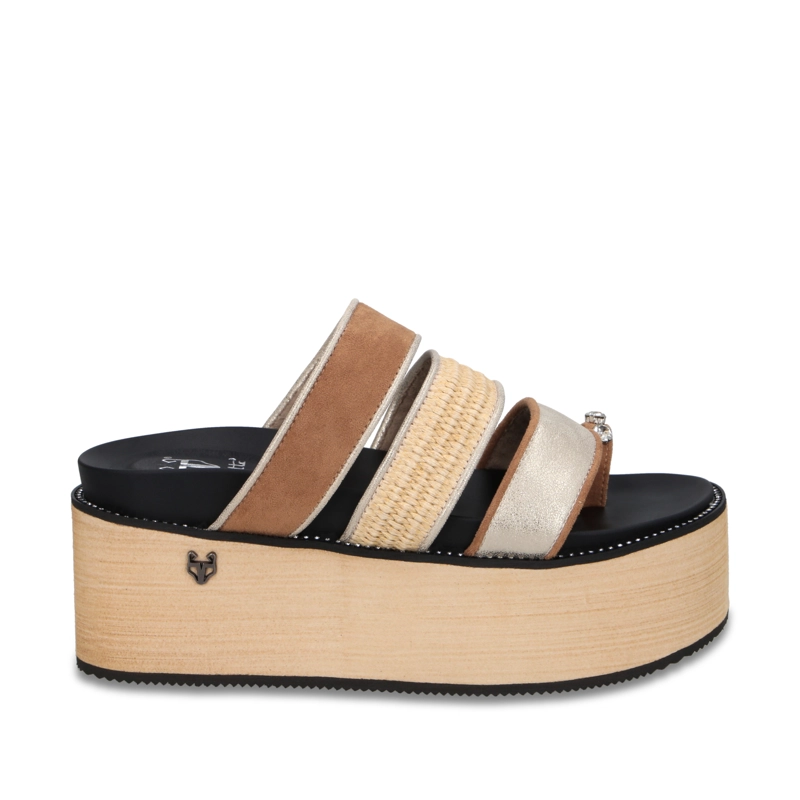 SANDALIA PLATAFORMA BEIGE MUJER 15662 - 1