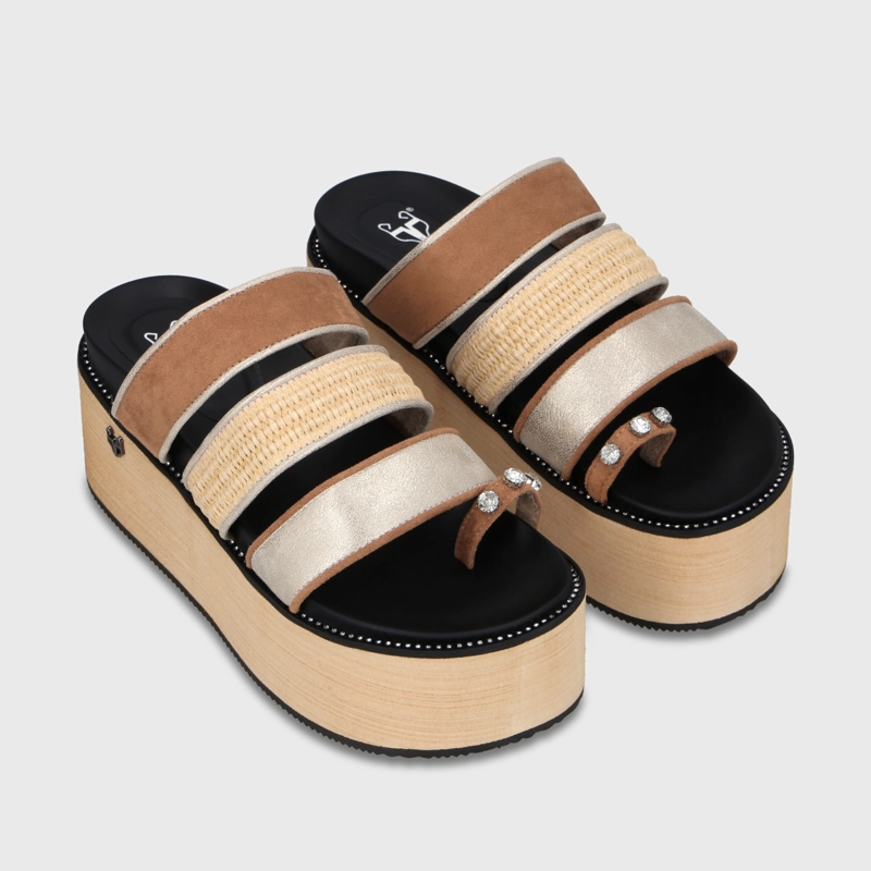 SANDALIA PLATAFORMA BEIGE MUJER 15662 - 3