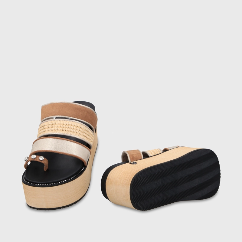 SANDALIA PLATAFORMA BEIGE MUJER 15662 - 7