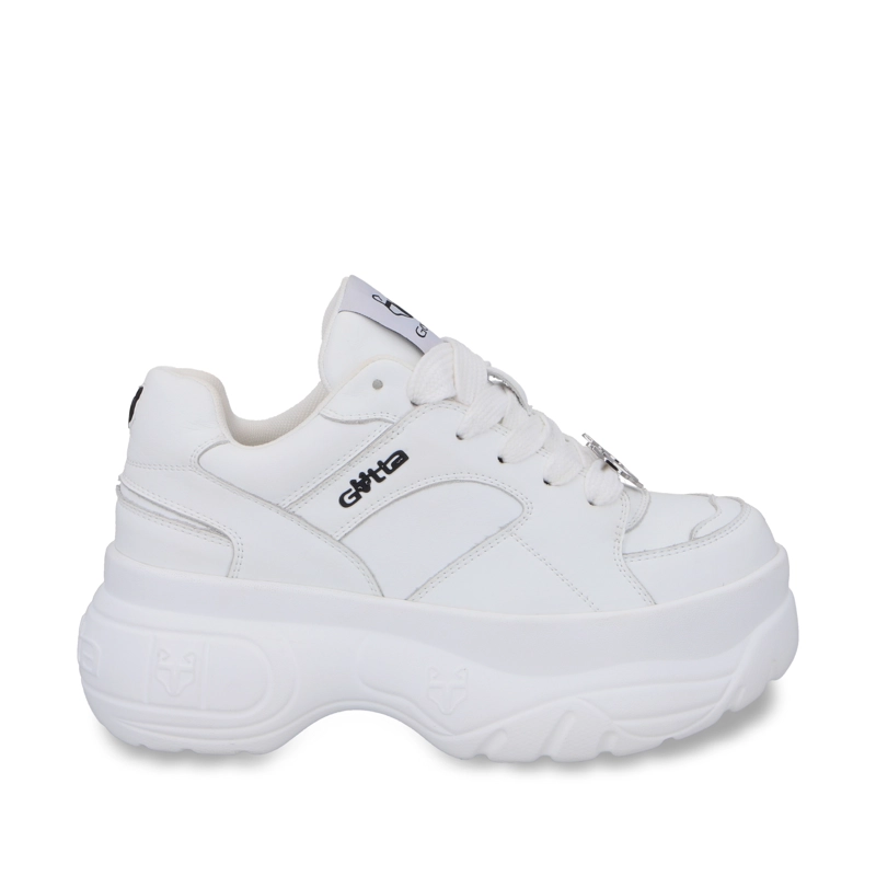ZAPATILLA PLATAFORMA CUERO BLANCA MUJER 9724A - 1
