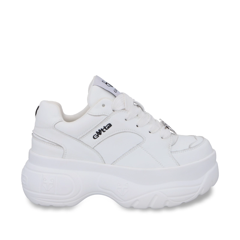 ZAPATILLA PLATAFORMA CUERO BLANCA MUJER 9724A - 1