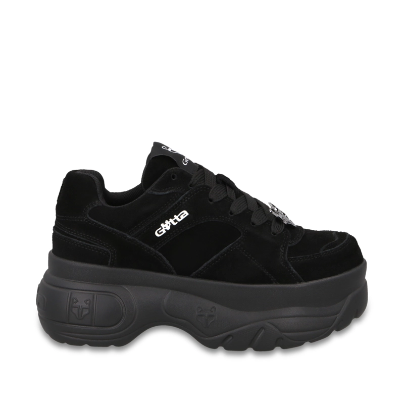 ZAPATILLA PLATAFORMA CUERO NEGRA MUJER 9724A - 1