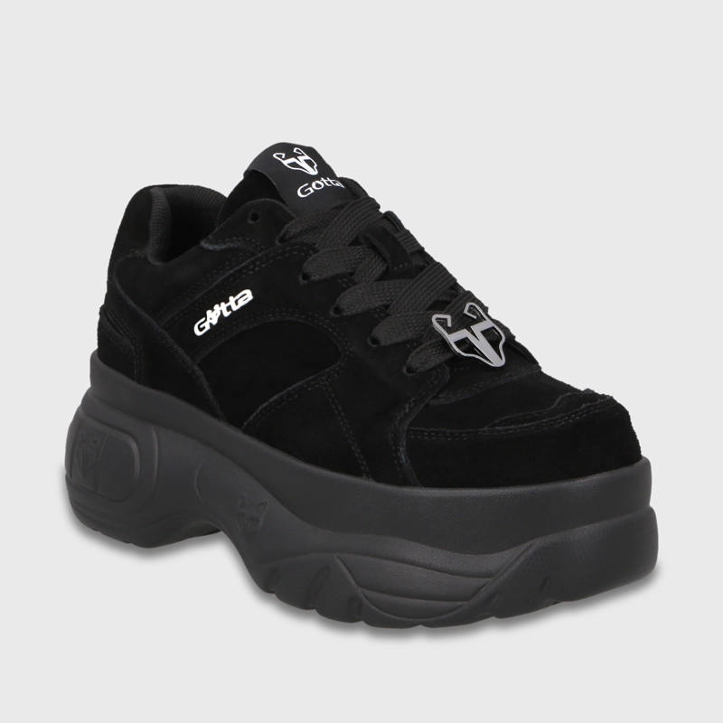 ZAPATILLA PLATAFORMA CUERO NEGRA MUJER 9724A - 2