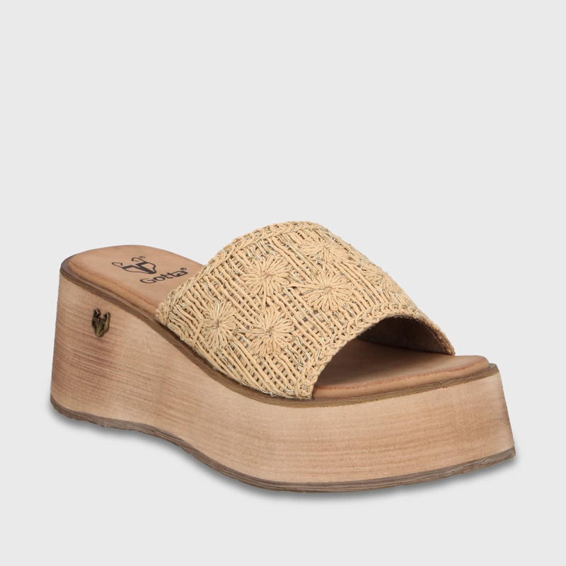 SANDALIA PLATAFORMA BEIGE MUJER 45843 - 2