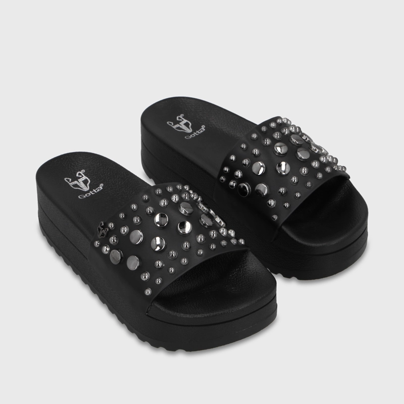SANDALIA PLATAFORMA NEGRA MUJER 64020 - 3