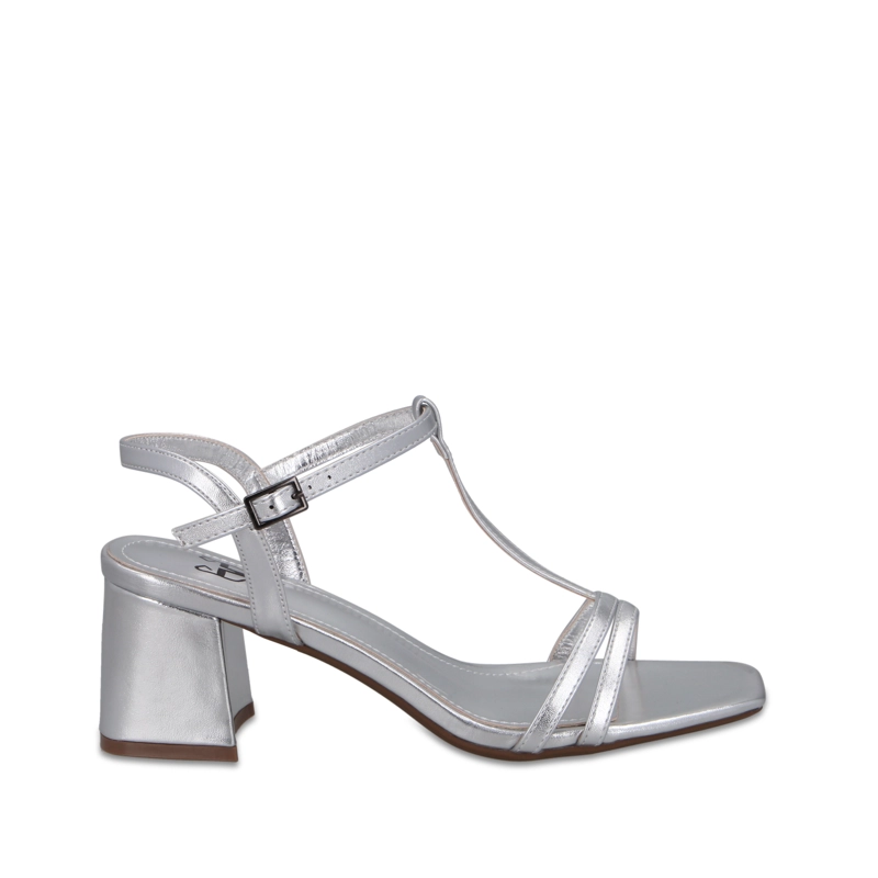 SANDALIA TACO PLATEADA MUJER 64031 - 1