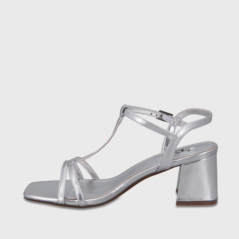 SANDALIA TACO PLATEADA MUJER 64031 - 4
