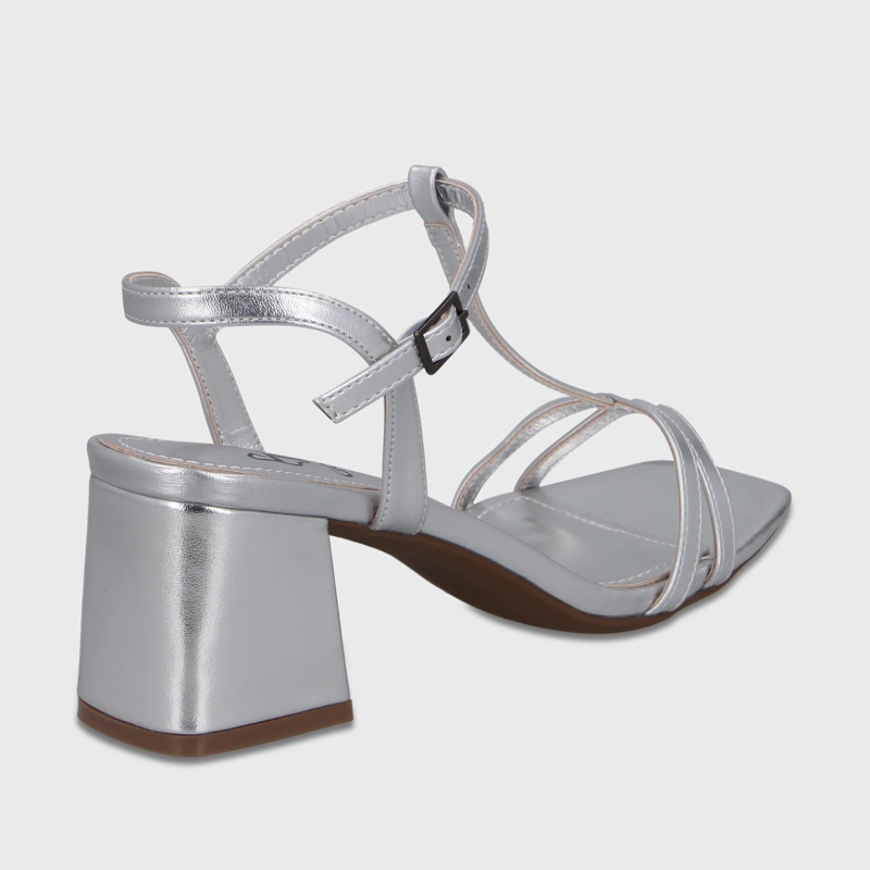 SANDALIA TACO PLATEADA MUJER 64031 - 5