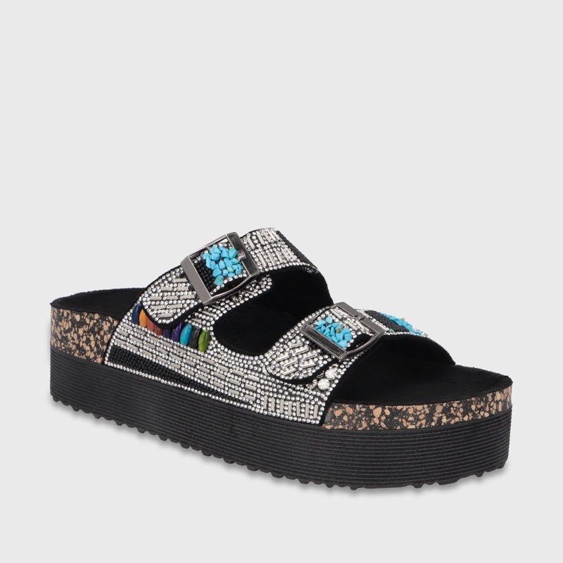 SANDALIA PLATAFORMA NEGRA MUJER 65952 - 2