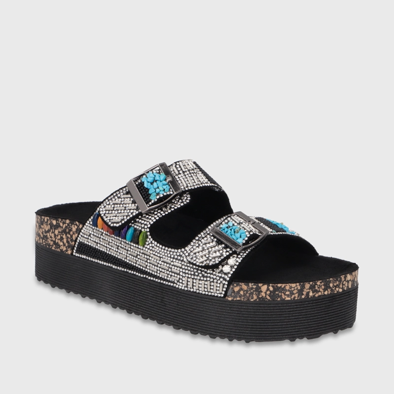 SANDALIA PLATAFORMA NEGRA MUJER 65952 - 2