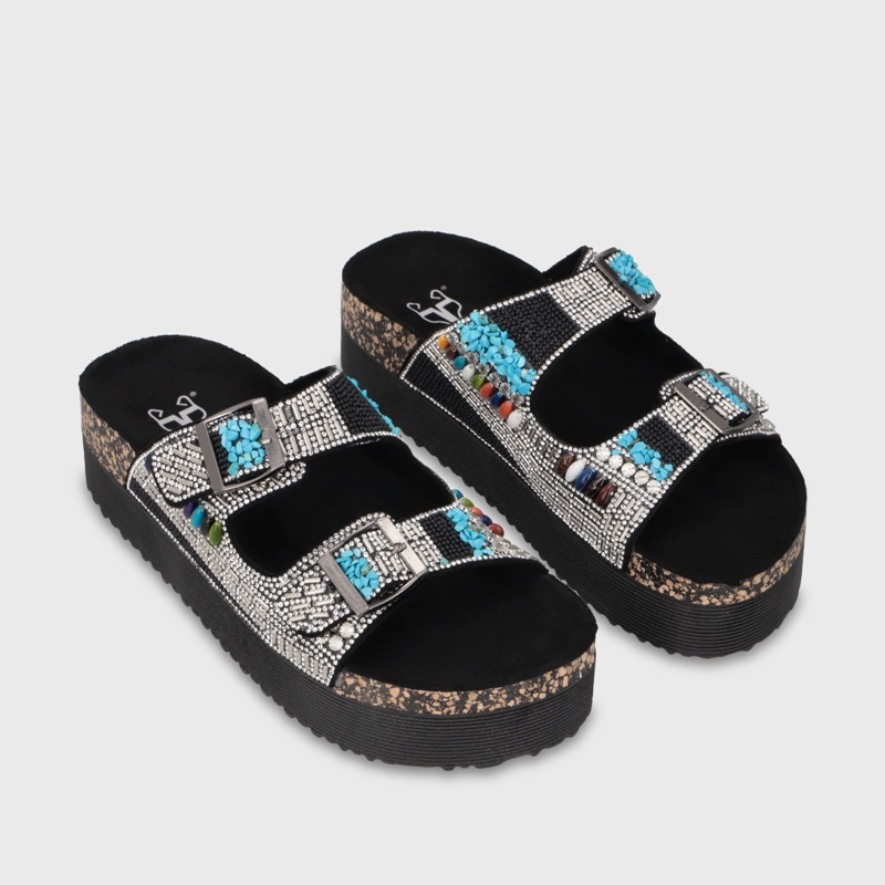 SANDALIA PLATAFORMA NEGRA MUJER 65952 - 3