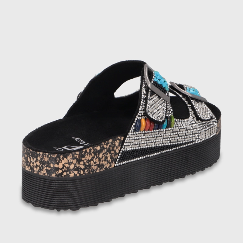 SANDALIA PLATAFORMA NEGRA MUJER 65952 - 5
