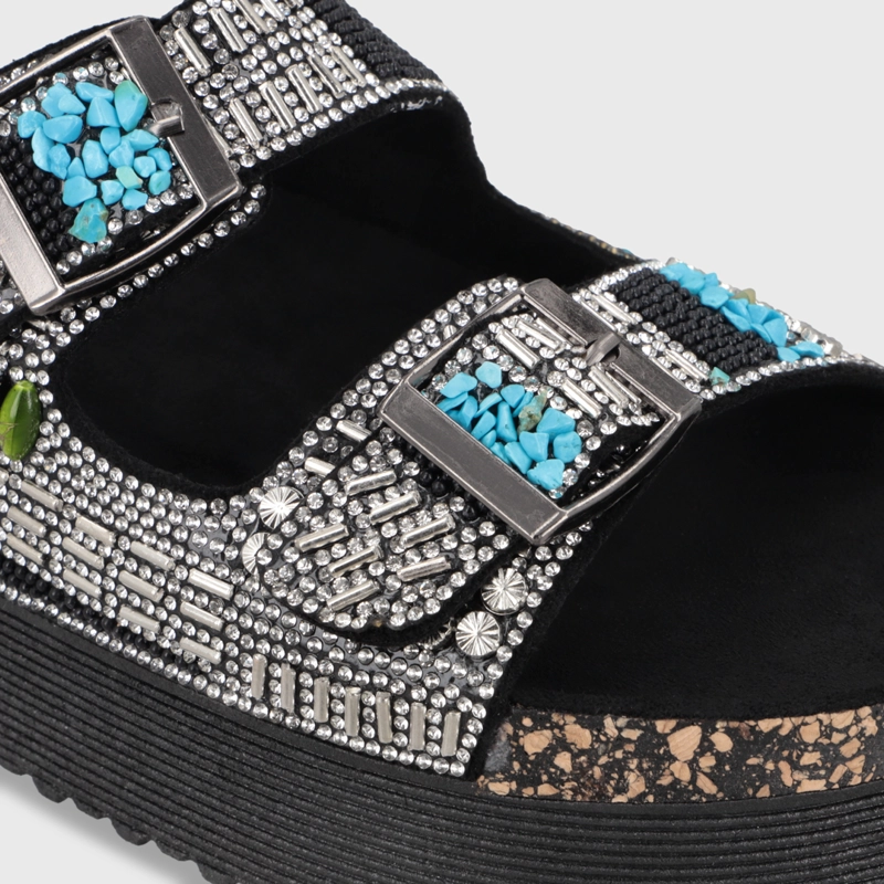 SANDALIA PLATAFORMA NEGRA MUJER 65952 - 6
