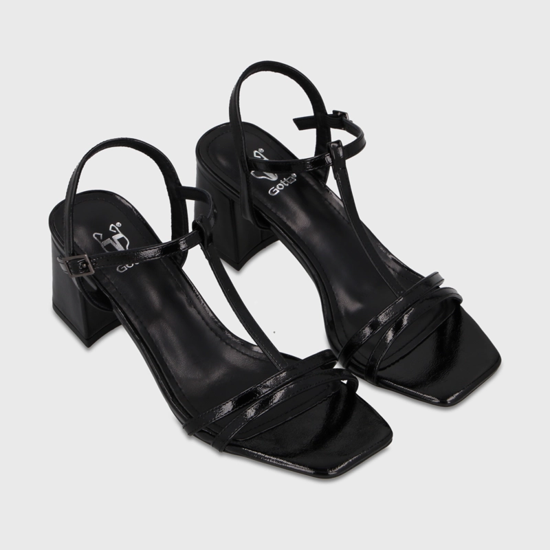 SANDALIA TACO NEGRA MUJER 64031 - 3