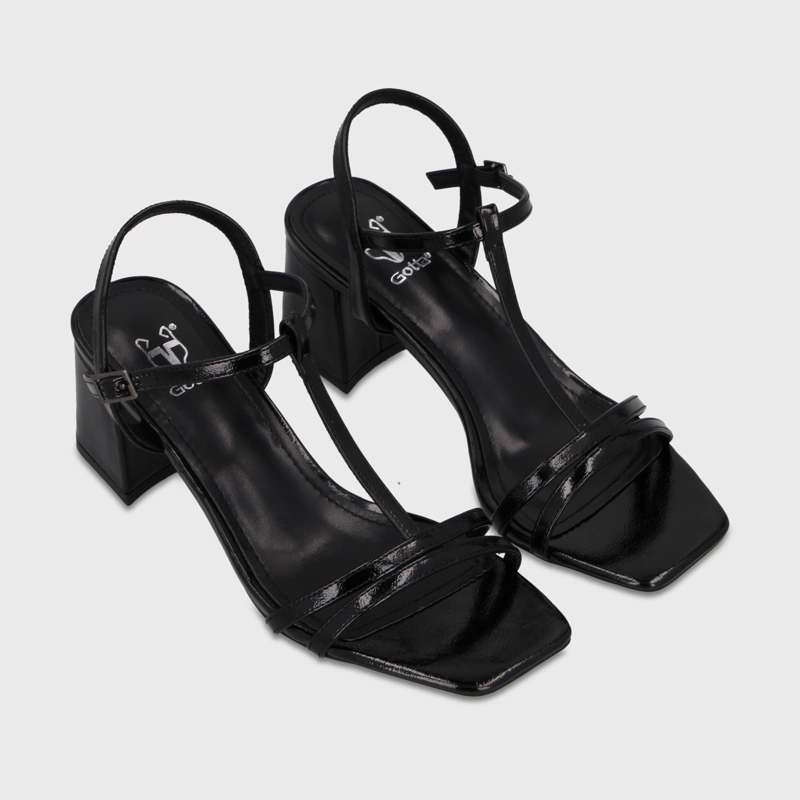 SANDALIA TACO NEGRA MUJER 64031 - 3
