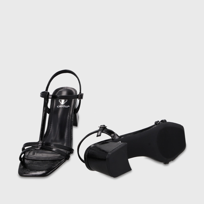 SANDALIA TACO NEGRA MUJER 64031 - 7