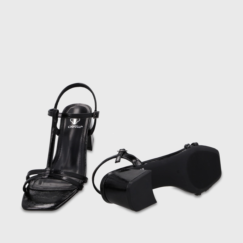 SANDALIA TACO NEGRA MUJER 64031 - 7