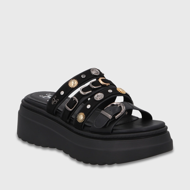 SANDALIA PLATAFORMA NEGRA MUJER 55924 - 2