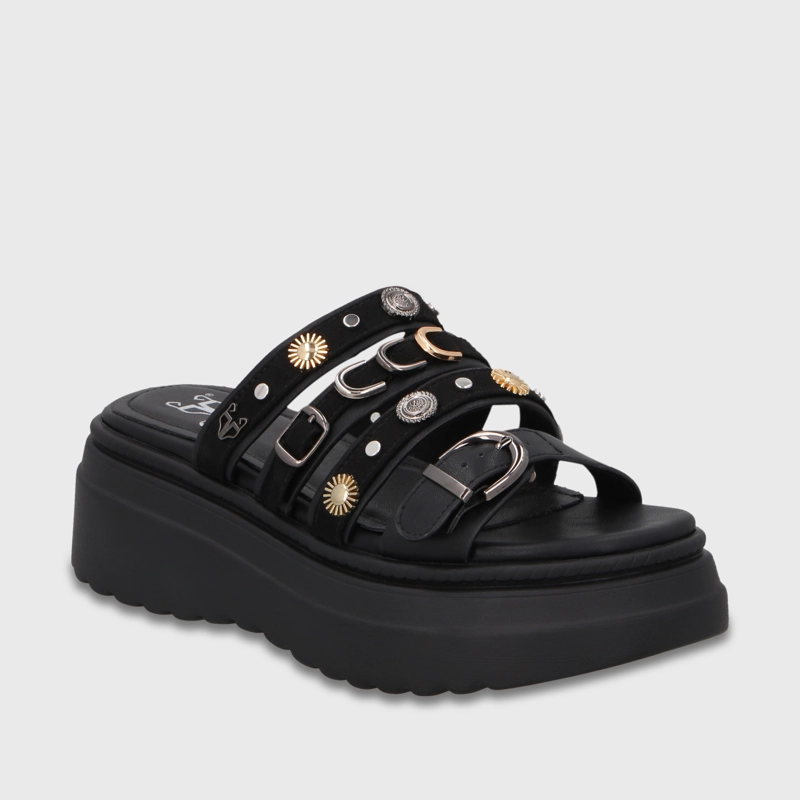SANDALIA PLATAFORMA NEGRA MUJER 55924 - 2
