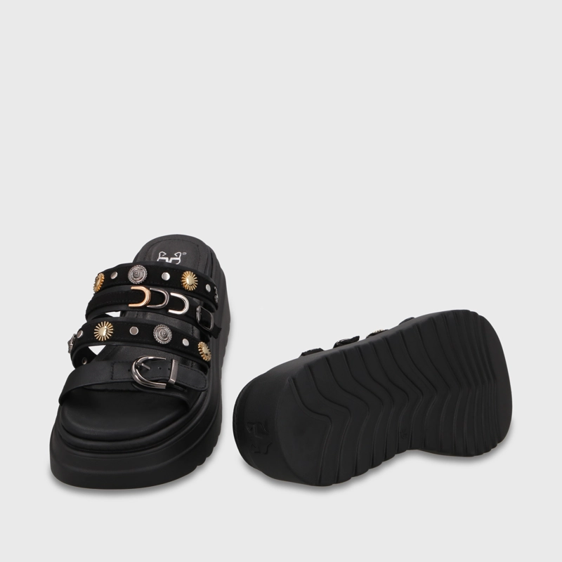 SANDALIA PLATAFORMA NEGRA MUJER 55924 - 7