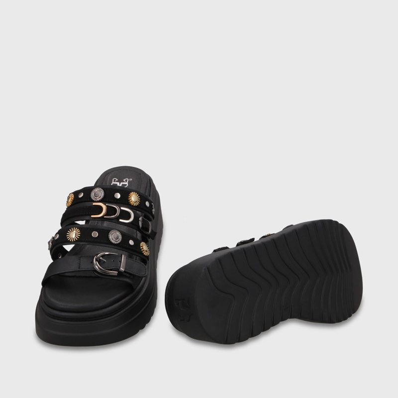 SANDALIA PLATAFORMA NEGRA MUJER 55924 - 7