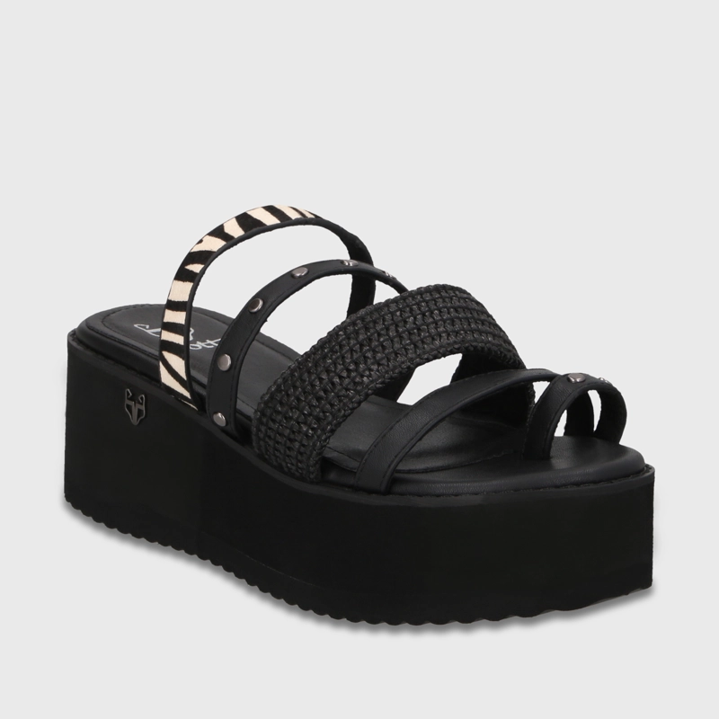 SANDALIA PLATAFORMA NEGRA MUJER 15617 - 2