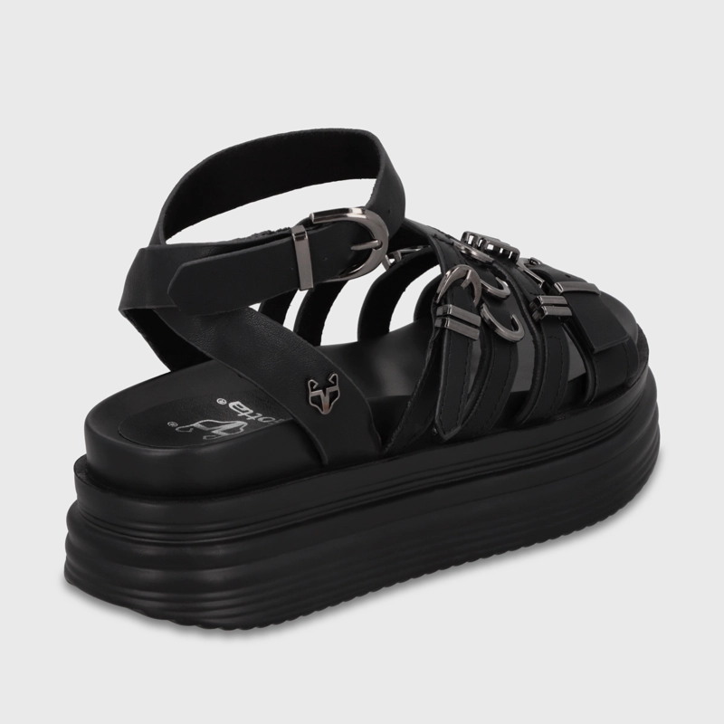 SANDALIA PLATAFORMA NEGRA MUJER 1571C - 5