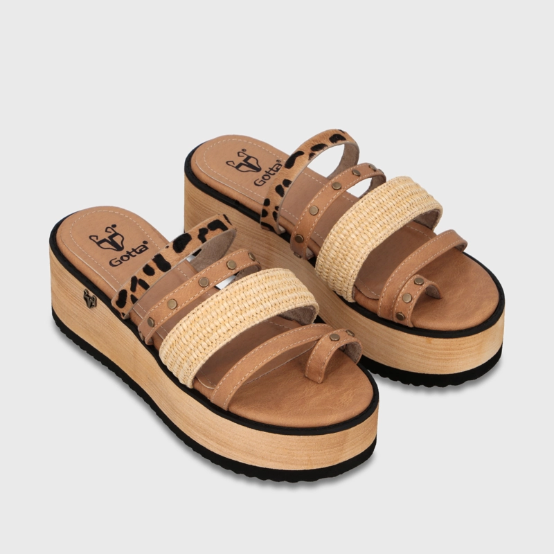 SANDALIA PLATAFORMA BEIGE MUJER 15617 - 3