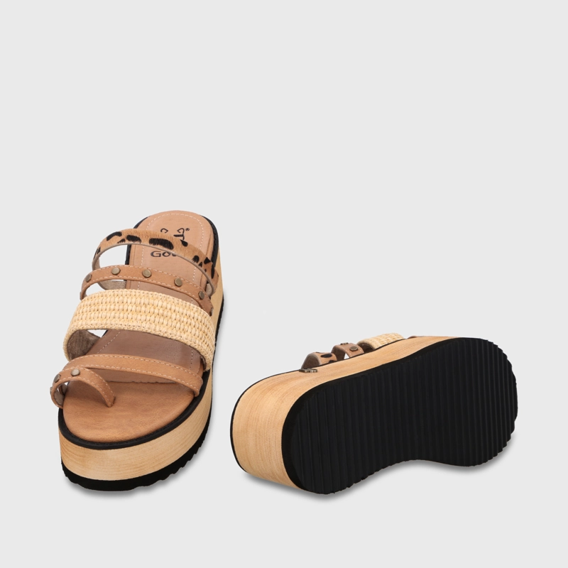 SANDALIA PLATAFORMA BEIGE MUJER 15617 - 7