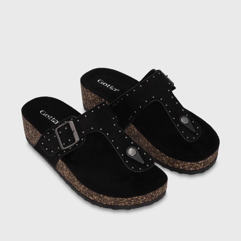 SANDALIA PLATAFORMA NEGRA MUJER 62090 - 3