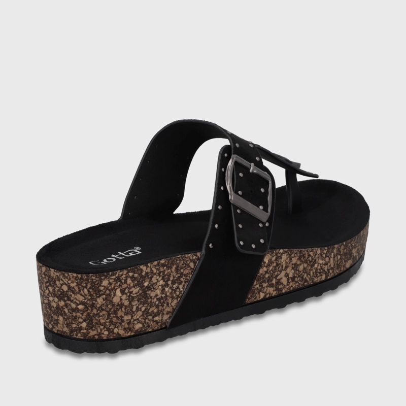 SANDALIA PLATAFORMA NEGRA MUJER 62090 - 5