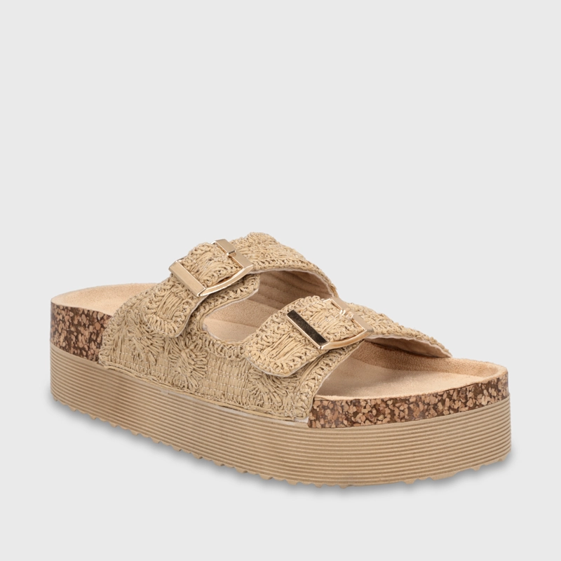 SANDALIA PLATAFORMA BEIGE MUJER 65951 - 2