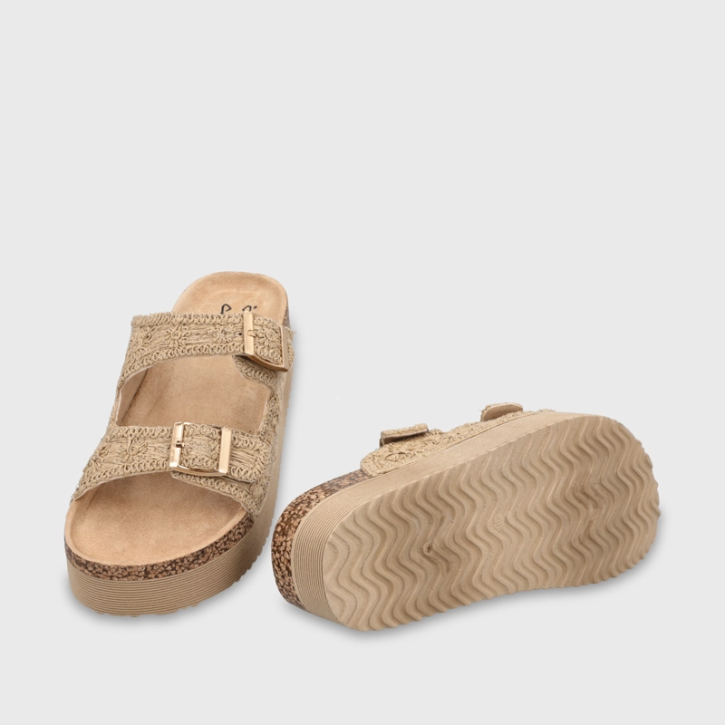 SANDALIA PLATAFORMA BEIGE MUJER 65951 - 7