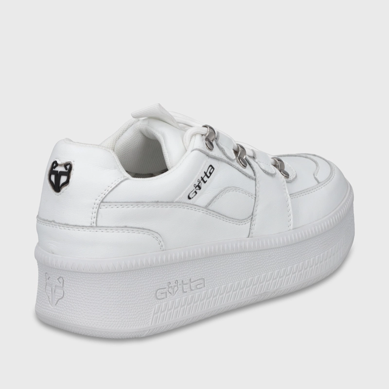 ZAPATILLA CUERO PLATAFORMA BLANCA MUJER 67312 - 4