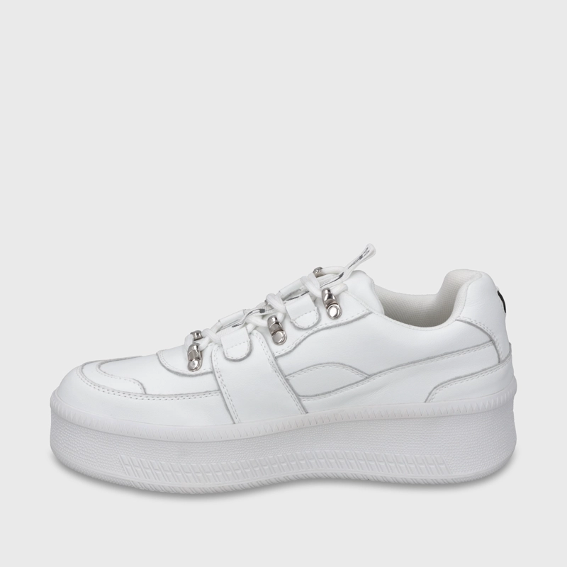 ZAPATILLA CUERO PLATAFORMA BLANCA MUJER 67312 - 5