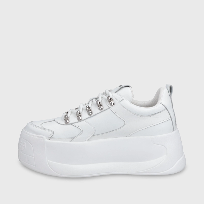 ZAPATILLA CUERO PLATAFORMA BLANCA MUJER C732B - 4