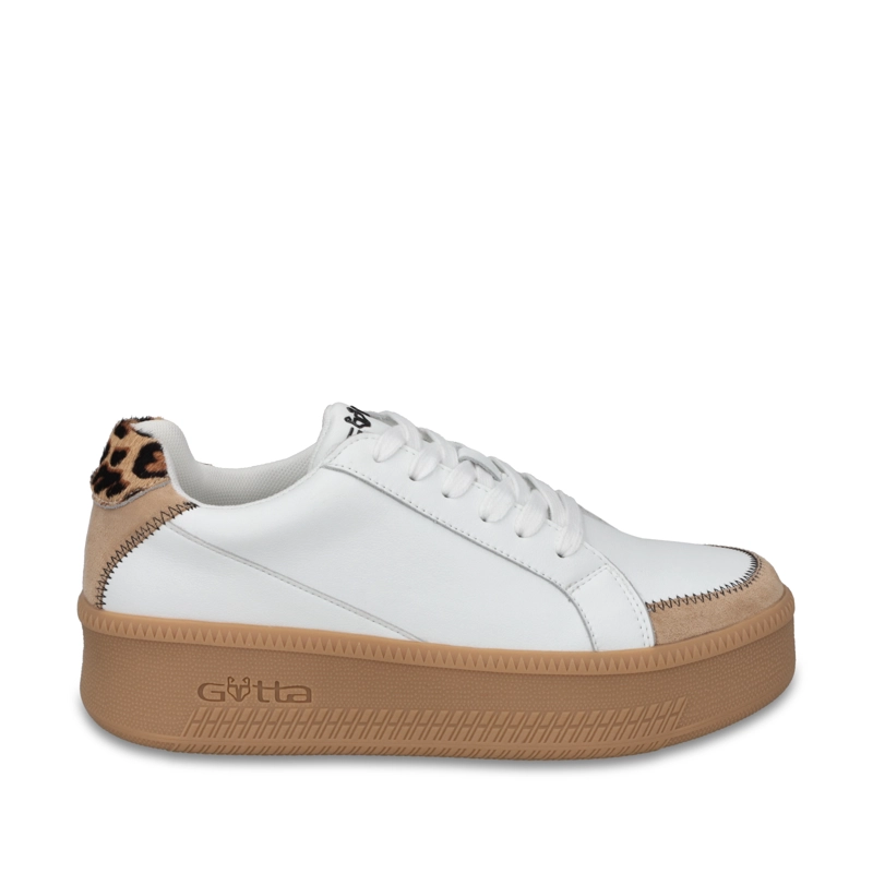 ZAPATILLA CUERO PLATAFORMA BLANCA MUJER 67310 - 1