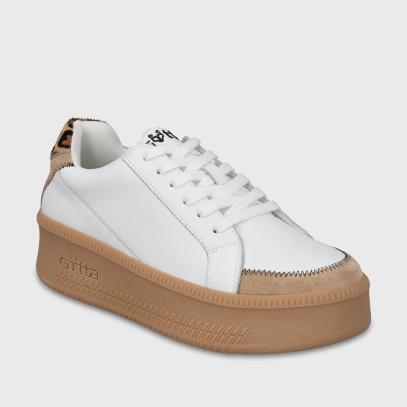 ZAPATILLA CUERO PLATAFORMA BLANCA MUJER 67310 - 2
