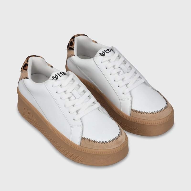 ZAPATILLA CUERO PLATAFORMA BLANCA MUJER 67310 - 3
