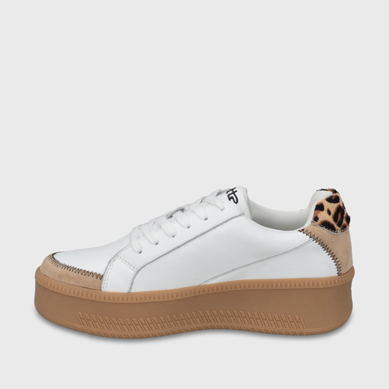 ZAPATILLA CUERO PLATAFORMA BLANCA MUJER 67310 - 4